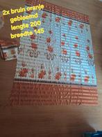 2 x bruin/oranje gordijn gebloemd, Ophalen of Verzenden, Zo goed als nieuw