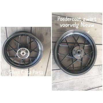 🔴 Zwart Poedercoat Voorwiel Gilera Citta 🔴 beschikbaar voor biedingen