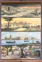 Oude Schoolkaart Duizend Jaar, Antiek en Kunst, Antiek | Schoolplaten, Ophalen of Verzenden, Aardrijkskunde