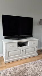 TV meubel, grijs met 2 deuren en 2 laden, Ophalen, 100 tot 150 cm, Minder dan 100 cm, Overige houtsoorten