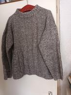 wollen gebreid trui kabeltrui handgemaakt unisex mt 48 grijs, Maat 48/50 (M), Ophalen of Verzenden, Zo goed als nieuw, Grijs