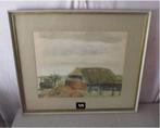 Prachtig Oud Aquarel 'Oude Hoeve' - Van Hersvelde - 1933, Antiek en Kunst, Kunst | Schilderijen | Klassiek, Ophalen of Verzenden