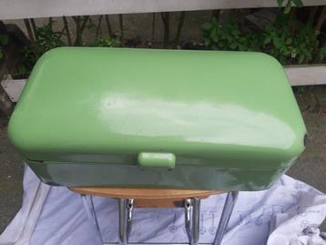 Geëmailleerd broodtrommel, groen, vintage, Emaille, beschikbaar voor biedingen