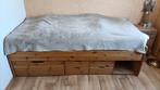 Massief houten ledikant 90x200 incl. lattenbodem en matras., Ophalen, Verstelbaar, 90 cm, Eenpersoons