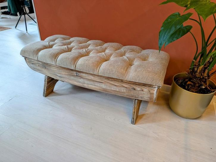 Rustiek bankje met opbergruimte, Huis en Inrichting, Banken | Voetenbanken en Poefen, Zo goed als nieuw, Minder dan 50 cm, 100 tot 125 cm