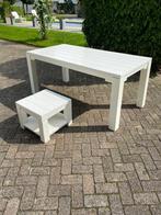 Wttte houten eettafel en/of bijzettafel / tafel / salontafel, Gebruikt, Vijf personen of meer, 150 tot 200 cm, Rechthoekig