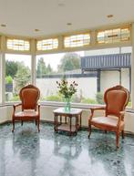 Antieke tafel bijzettafel salontafel glas hout webbing IZGS!, Huis en Inrichting, Ophalen, Minder dan 45 cm, Minder dan 55 cm