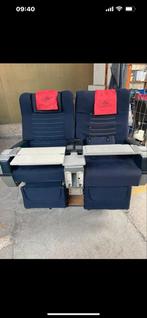 KLM vliegtuigstoelen - Dubbele set, Gebruikt, Twee, Blauw, Ophalen of Verzenden