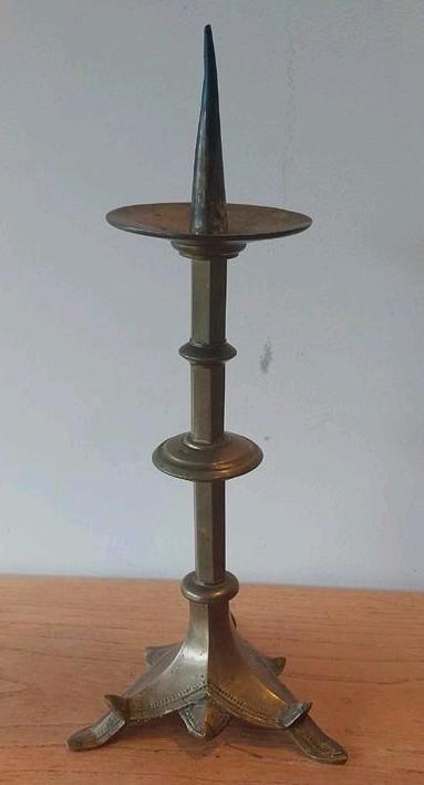 Antieke kandelaar 19e eeuw Renaissance, Antiek en Kunst, Antiek | Kandelaars, Koper of Brons, Ophalen of Verzenden