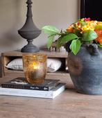 Windlicht Geel Bubbelglas, Overige materialen, Overige kleuren, Ophalen of Verzenden, Zo goed als nieuw