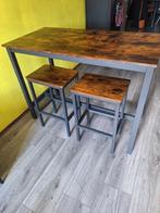Industriële bartafel metaal met acacia hout., Huis en Inrichting, Tafels | Eettafels, Ophalen, 100 tot 150 cm, 50 tot 100 cm, Zo goed als nieuw