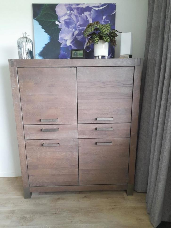 Serie Codam eettafel met stoelen, hoge kast en 2 salontafels, Huis en Inrichting, Kasten | Overige, Gebruikt, Ophalen