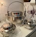Nieuw, RVS , designTheepot, suikerpot,  melkkan, Ophalen of Verzenden, Nieuw