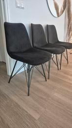3 velvet eetkamerstoelen, Huis en Inrichting, Stoelen, Ophalen, Zo goed als nieuw, Zwart, Vier