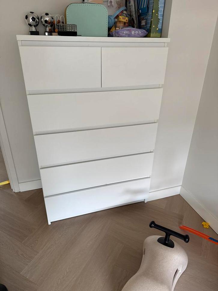 IKEA Malm Ladekast Wit - 6 Lades, Huis en Inrichting, Kasten | Ladekasten, Gebruikt, 100 tot 150 cm, 50 tot 100 cm, 25 tot 50 cm
