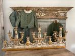 Grote oude houten kandelaar **het geruite roosje**, Ophalen of Verzenden