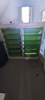 5 Trofast kasten met groene bakken, Huis en Inrichting, 5 laden of meer, Ophalen, Gebruikt