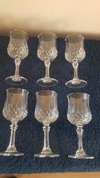 vintage retro 6 Cristal d' Arques Longchamp wijnglazen, Verzenden, Overige materialen, Overige stijlen, Overige typen