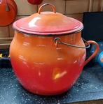 Emaille aardappelbak oranje rood gevlamd retro, Ophalen of Verzenden