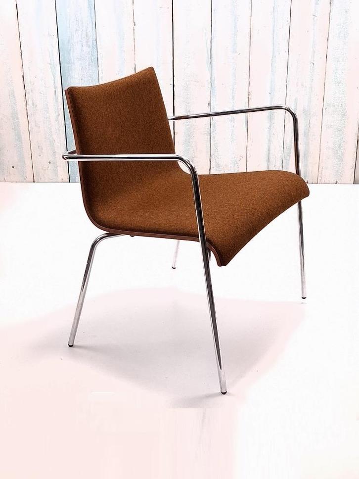 Design fauteuil, Huis en Inrichting, Fauteuils, Gebruikt, Hout, Metaal, Stof, Overige materialen, 50 tot 75 cm, 75 tot 100 cm