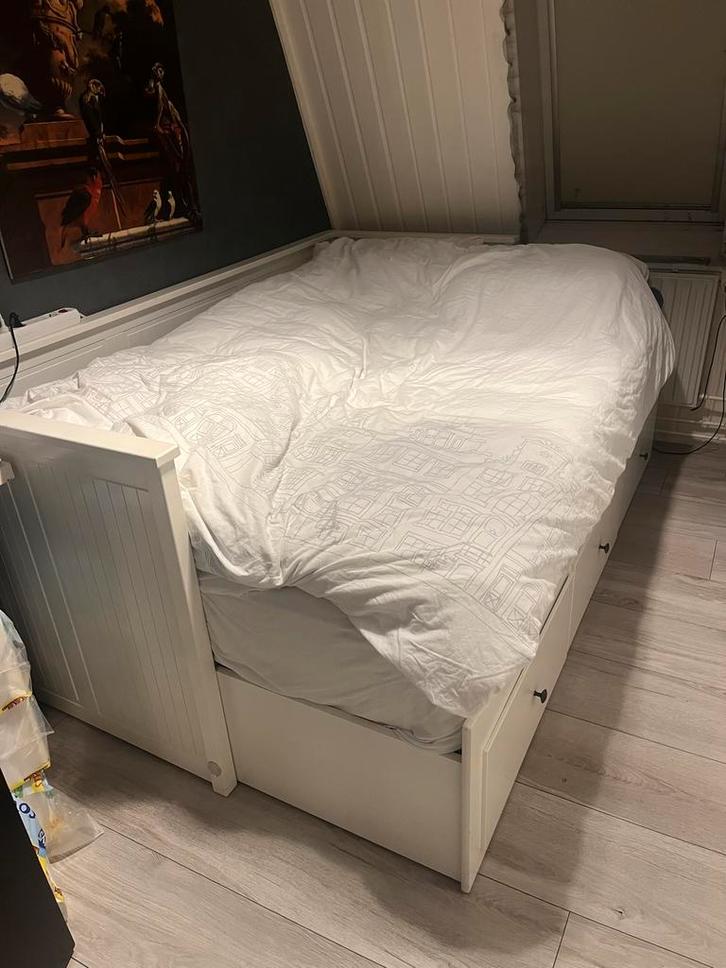 IKEA Bankbed Hemnes 160x200 met Lades, Huis en Inrichting, Slaapkamer | Bedden, Gebruikt, Tweepersoons, 160 cm, 200 cm, Hout, Wit