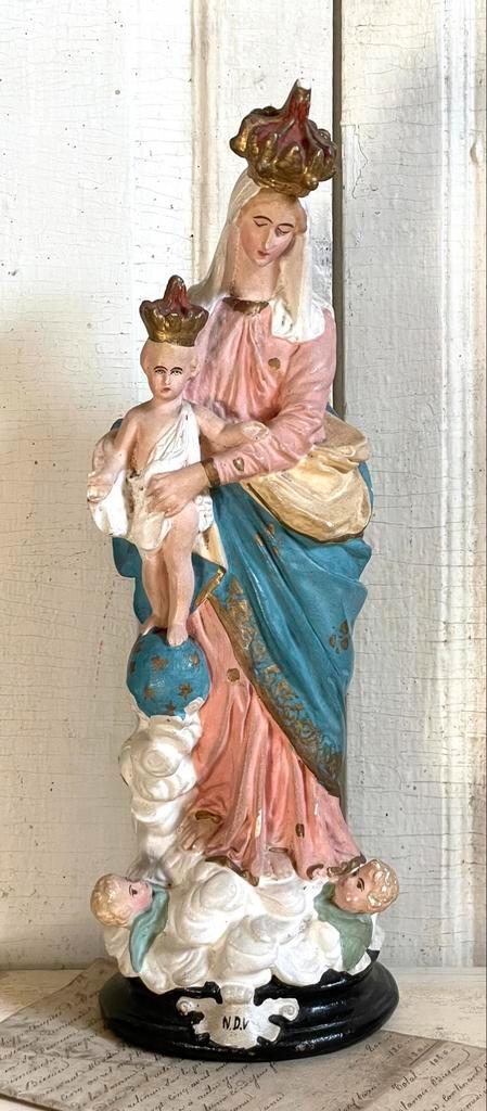 Brocante oud Maria beeld van gips 33 cm, Antiek en Kunst, Curiosa en Brocante, Ophalen of Verzenden