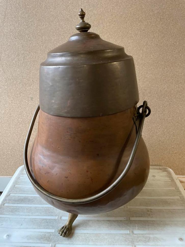 Antieke Koperen Ketel met Deksel, Antiek en Kunst, Antiek | Koper en Brons, Koper, Ophalen of Verzenden