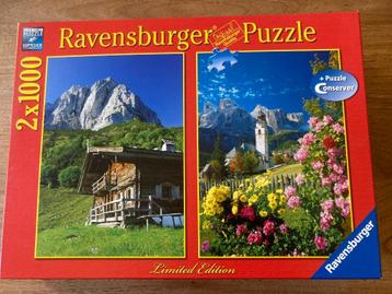 Ravensburger, bergen, 2 puzzels van 1000 st