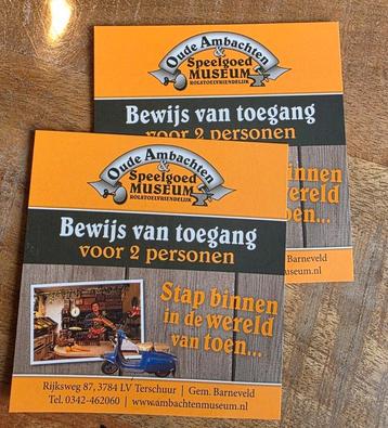 2x2 tickets Oude Ambachten & Speelgoed Museum Terschuur beschikbaar voor biedingen