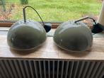 2 Vintage Olijfgroene Hanglampen, Ophalen of Verzenden, Gebruikt, Medium