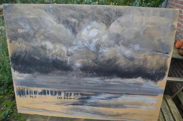 Giga schilderij Anton Burger 'Storm boven paalhoofd'