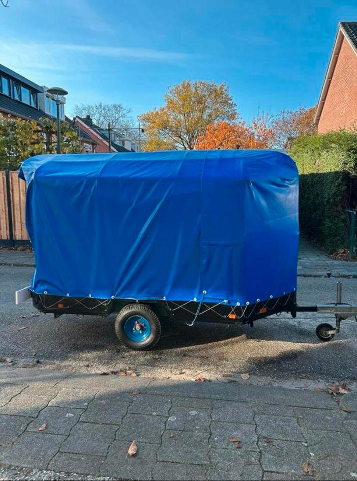 Huifaanhanger aanhanger aanhangwagen met blauw zeil, Auto diversen, Aanhangers en Bagagewagens, Gebruikt, Ophalen