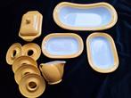 Huizen servies 10 delen geel retro, Ophalen, Gebruikt, Aardewerk, Overige stijlen