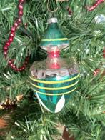 antieke kerstbal nr 377 model bal in groen geel rood zilver, Gebruikt, Ophalen of Verzenden
