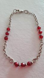 Vintage armband met rode kralen 925, Ophalen of Verzenden, Zo goed als nieuw, Rood, Zilver