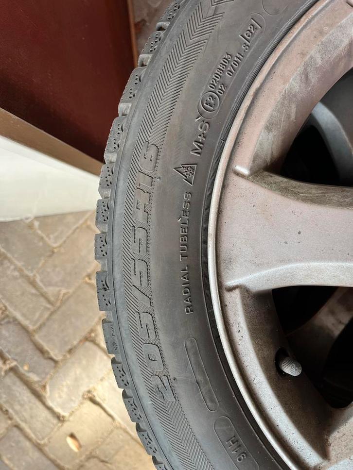 Set 16 inch 205/55R16 Lichtmetalen Velgen + Winterbanden, Auto-onderdelen, Banden en Velgen, Banden en Velgen, Winterbanden, 16 inch