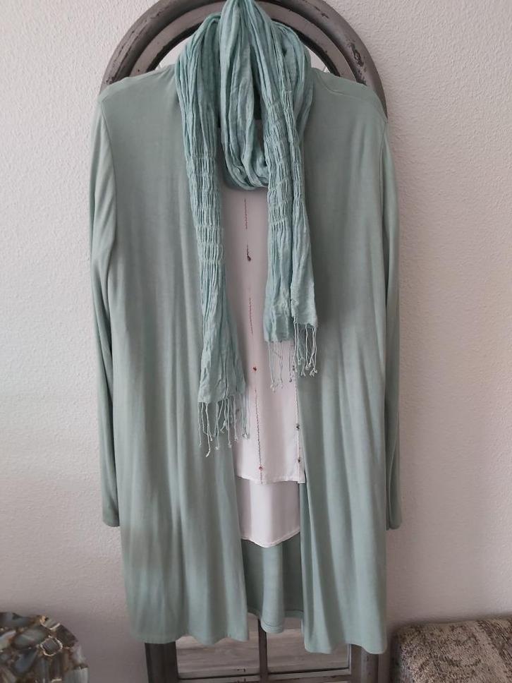 Italiaanse groen vest zonder sluiting maat 40 42 44, Kleding | Dames, Truien en Vesten, Zo goed als nieuw, Maat 42/44 (L), Groen
