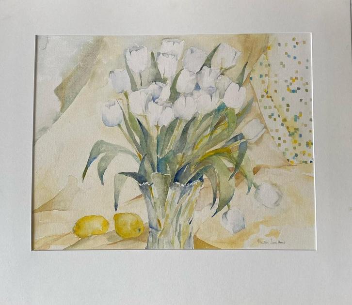 Marlies Swarttouw - Witte Tulpen, Antiek en Kunst, Kunst | Schilderijen | Klassiek, Ophalen of Verzenden