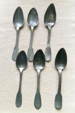 6 tinnen lepels, Ophalen of Verzenden