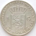 XntriQ-Coins - zilveren 1 Gulden 1859 Willem III, 1 gulden, Koning Willem III, Zilver, Ophalen of Verzenden