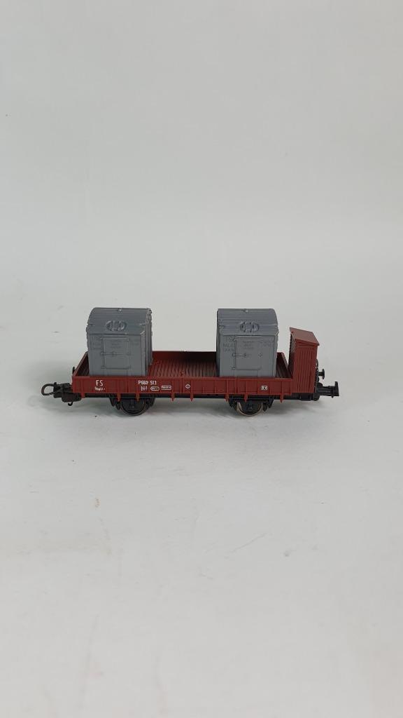 Lima 660513 H0 platte wagon met 2 containers. S29, Hobby en Vrije tijd, Modeltreinen | H0, Gebruikt, Locomotief, Gelijkstroom