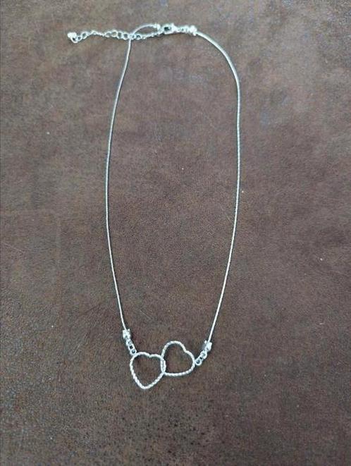 Lief kettinkje twee hartjes, Sieraden, Tassen en Uiterlijk, Kettingen, Zo goed als nieuw, Overige materialen, Zilver, Ophalen of Verzenden