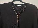 Maxi jurk zwart met goudkleurig rits / black modest dress, Maat 38/40 (M), Verzenden, Zwart, Zo goed als nieuw