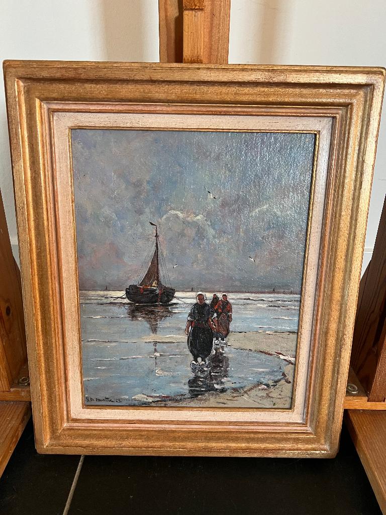 Gerhard Morgenstjerne Munthe, vissersvrouwen bij bomschuit, Antiek en Kunst, Kunst | Schilderijen | Klassiek, Ophalen of Verzenden