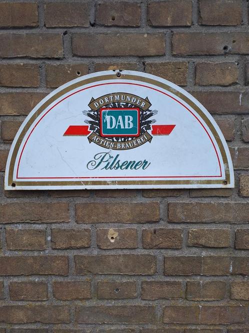 Emaille bier reclamebord DAB Dortmunder actien brauerei, Verzamelen, Biermerken, Gebruikt, Reclamebord, Plaat of Schild, Overige merken