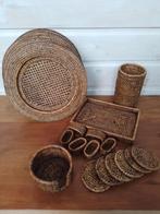 Rotan onderborden.servet ringen.onderzetter en fles houder, Ophalen of Verzenden, Zo goed als nieuw, Glas of Kopje