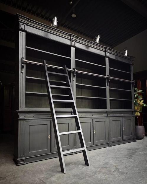 Grote brede bibliotheekkast | Zwarte boekenkast #2013, Huis en Inrichting, Kasten | Boekenkasten, 200 cm of meer, 200 cm of meer