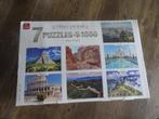 7x legpuzzel in 1 doos , 7 wonders of the world ,7x 1000 st, Ophalen of Verzenden, 500 t/m 1500 stukjes, Gebruikt, Legpuzzel