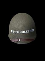 Us ww2 Photographer helm - repro, Verzamelen, Militaria | Tweede Wereldoorlog, Ophalen of Verzenden, Landmacht, Amerika, Helm of Baret