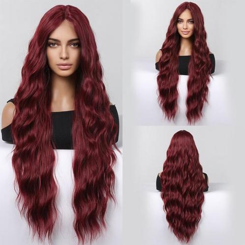 Swiss lace front pruik met zeer lang wijnrood haar, Sieraden, Tassen en Uiterlijk, Uiterlijk | Haarverzorging, Nieuw, Pruik of Haarverlenging